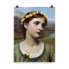Spring Maiden by Sir Frank Bernard Dicksee poster on a plain backdrop in size 8"x10".