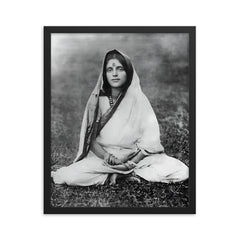 Sri Anandamayi Ma framed print on a plain backdrop in size 16"x20".