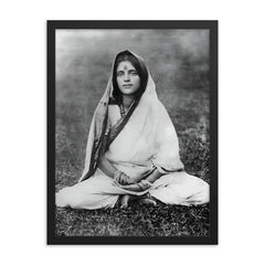 Sri Anandamayi Ma framed print on a plain backdrop in size 18"x24".