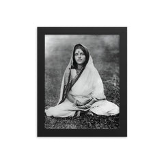 Sri Anandamayi Ma framed print on a plain backdrop in size 8"x10".