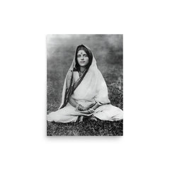 Sri Anandamayi Ma poster on a plain backdrop in size 12"x16".