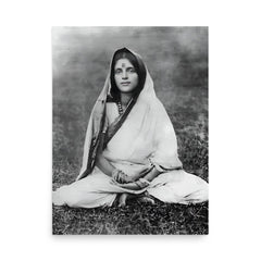 Sri Anandamayi Ma poster on a plain backdrop in size 18"x24".