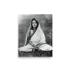 Sri Anandamayi Ma poster on a plain backdrop in size 8"x10".