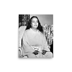 Sri Paramahansa Yogananda poster on a plain backdrop in size 8"x10".