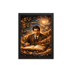 Srinivasa Ramanujan among infinite series framed print on a plain backdrop in size 12"x16".