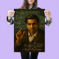 Srinivasa Ramanujan chalkboard intuition portrait poster 3