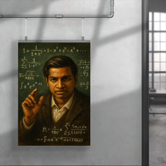 Srinivasa Ramanujan chalkboard intuition portrait poster 4
