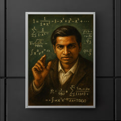 Srinivasa Ramanujan chalkboard intuition portrait poster 5