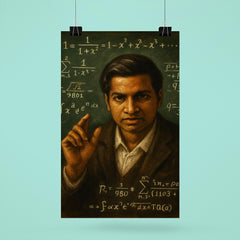 Srinivasa Ramanujan chalkboard intuition portrait poster 6