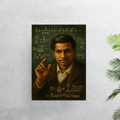 Srinivasa Ramanujan chalkboard intuition portrait poster 7