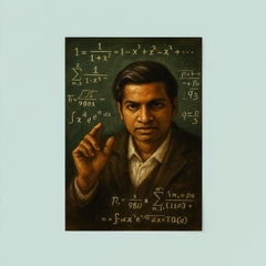 Srinivasa Ramanujan chalkboard intuition portrait poster 8