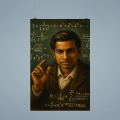 Srinivasa Ramanujan chalkboard intuition portrait poster 9