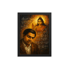 Srinivasa Ramanujan dream of Namagiri equations framed print on a plain backdrop in size 12"x16".