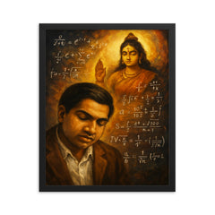 Srinivasa Ramanujan dream of Namagiri equations framed print on a plain backdrop in size 16"x20".
