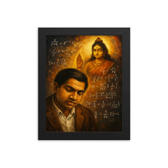 Srinivasa Ramanujan dream of Namagiri equations framed print on a plain backdrop in size 8"x10".