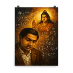 Srinivasa Ramanujan dream of Namagiri equations poster on a plain backdrop in size 8"x10".