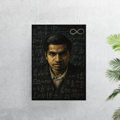 Srinivasa Ramanujan in chalk dense infinity vision poster 7