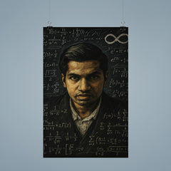 Srinivasa Ramanujan in chalk dense infinity vision poster 9