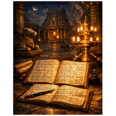 Srinivasa Ramanujan notebooks under temple lamplight jigsaw puzzle