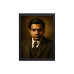 Srinivasa Ramanujan portrait framed print on a plain backdrop in size 12"x16".