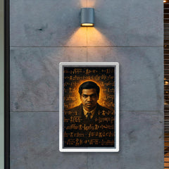 Srinivasa Ramanujan surrounded by infinite formulas poster 2