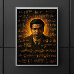 Srinivasa Ramanujan surrounded by infinite formulas poster 5