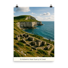 St Aldhelm's Head Quarry and Coast England poster on a plain backdrop in size 8"x10".