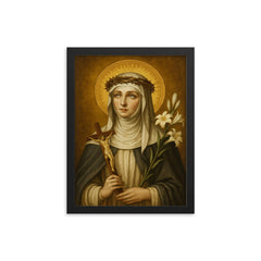 St Catherine of Siena framed print on a plain backdrop in size 12"x16".