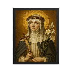 St Catherine of Siena framed print on a plain backdrop in size 16"x20".