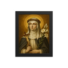 St Catherine of Siena framed print on a plain backdrop in size 8"x10".