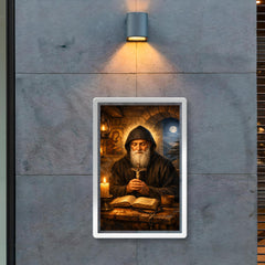 St Charbel in cedar lit monastery poster 2