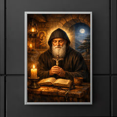 St Charbel in cedar lit monastery poster 5