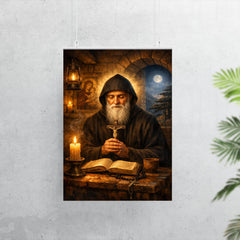 St Charbel in cedar lit monastery poster 7