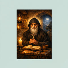 St Charbel in cedar lit monastery poster 8