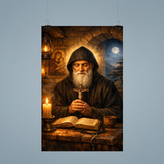 St Charbel in cedar lit monastery poster 9