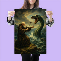 St Columba confronting the Loch Ness beast poster 3