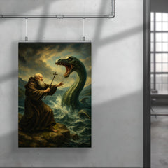 St Columba confronting the Loch Ness beast poster 4