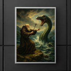 St Columba confronting the Loch Ness beast poster 5
