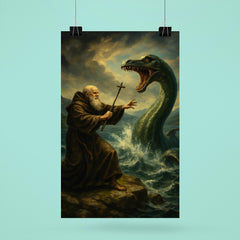 St Columba confronting the Loch Ness beast poster 6