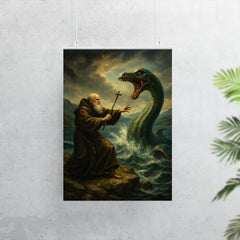 St Columba confronting the Loch Ness beast poster 7