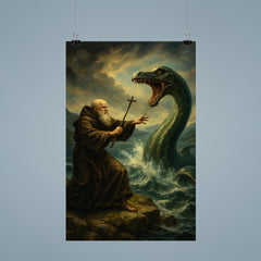 St Columba confronting the Loch Ness beast poster 9