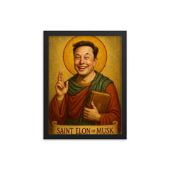 St Elon of Musk framed print on a plain backdrop in size 12"x16".
