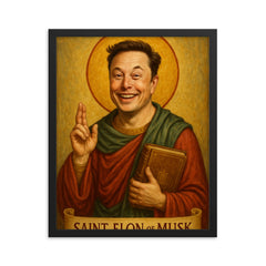 St Elon of Musk framed print on a plain backdrop in size 16"x20".