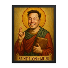 St Elon of Musk framed print on a plain backdrop in size 18"x24".