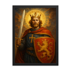 St Erik framed print on a plain backdrop in size 18"x24".