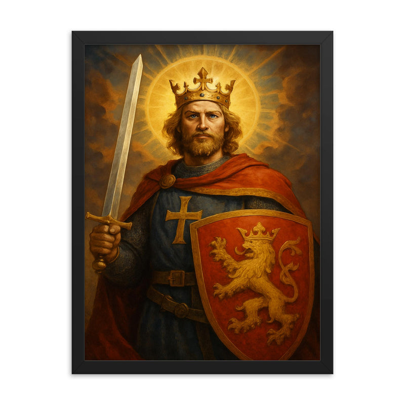 St Erik framed print on a plain backdrop in size 18