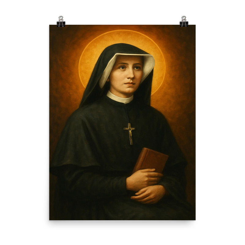 St Faustina Kowalska poster on a plain backdrop in size 8