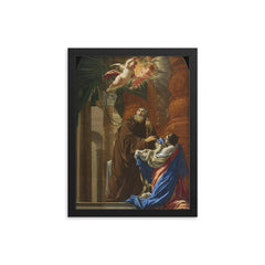 St Francis of Paola Resuscitating a Child by Simon Vouet framed print on a plain backdrop in size 12"x16".