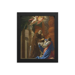 St Francis of Paola Resuscitating a Child by Simon Vouet framed print on a plain backdrop in size 8"x10".