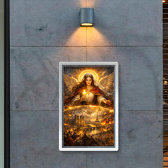 St Genevieve shielding Paris with candlelight poster 2